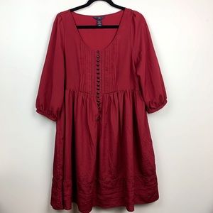 H&M Burgundy Peasant Dress Size 14